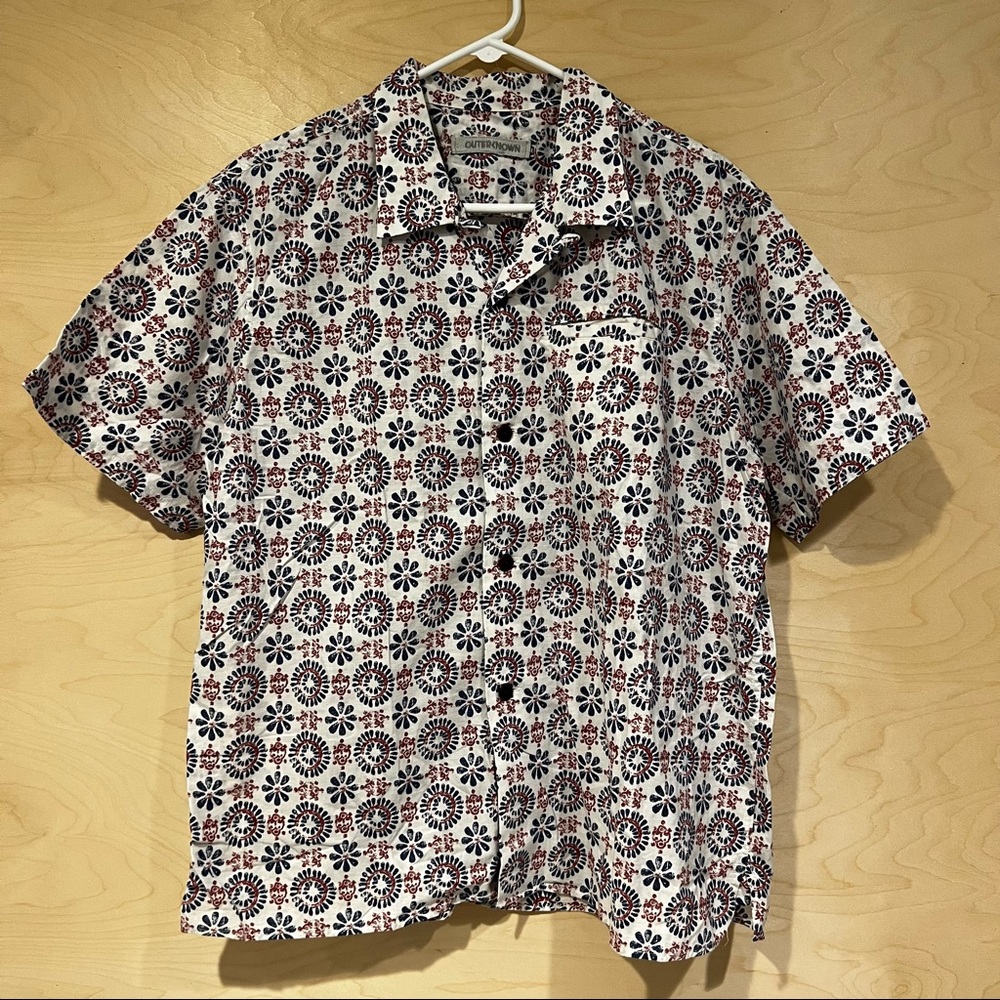 Outerknown Floral Pattern Casual Button Down Shir… - image 1